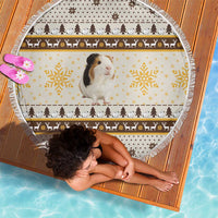 Guinea Pig Christmas Beach Blanket with Snowflakes Trees and Reindeer Pattern - Wonder Print Shop