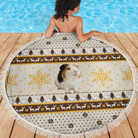 Guinea Pig Christmas Beach Blanket with Snowflakes Trees and Reindeer Pattern - Wonder Print Shop