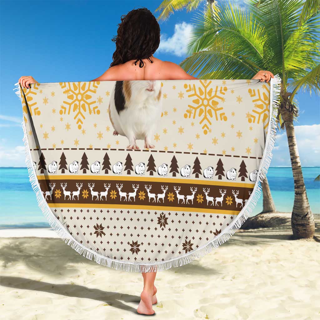 Guinea Pig Christmas Beach Blanket with Snowflakes Trees and Reindeer Pattern - Wonder Print Shop
