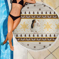 Guinea Pig Christmas Beach Blanket with Snowflakes Trees and Reindeer Pattern - Wonder Print Shop