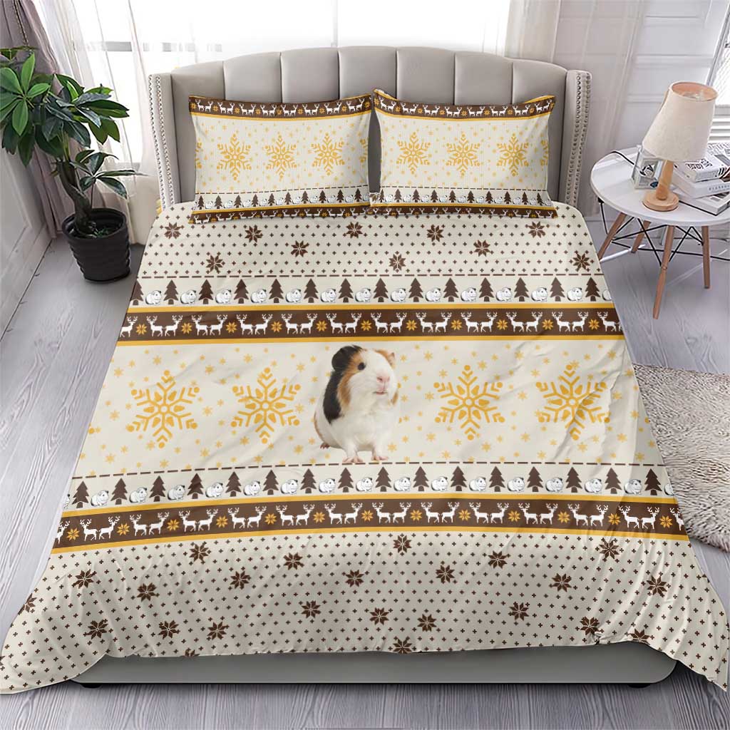 Guinea Pig Christmas Bedding Set with Snowflakes Trees and Reindeer Pattern - Wonder Print Shop