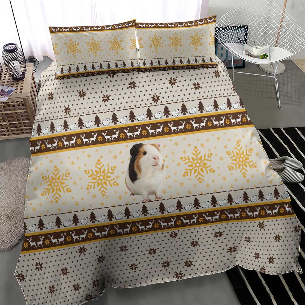 Guinea Pig Christmas Bedding Set with Snowflakes Trees and Reindeer Pattern - Wonder Print Shop