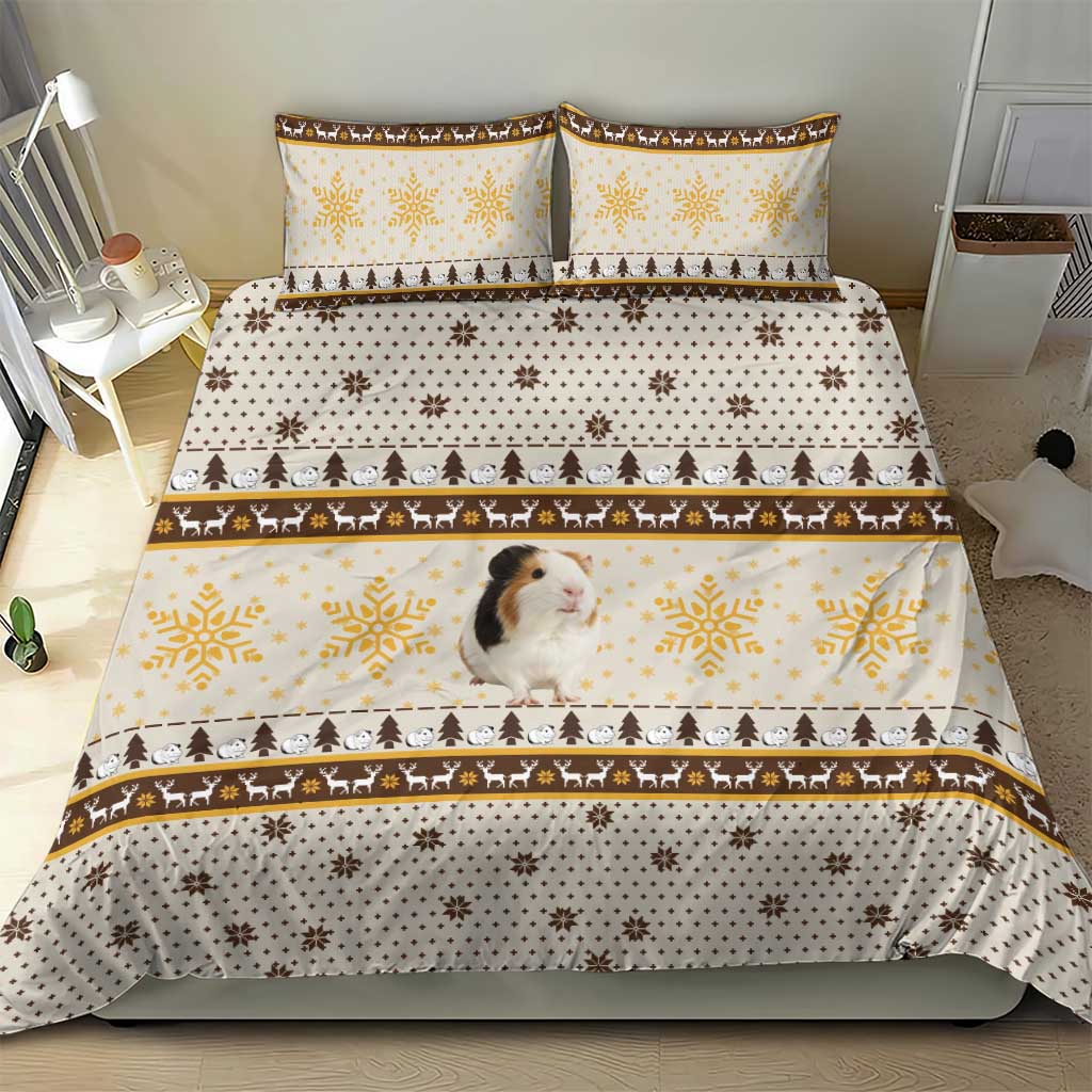 Guinea Pig Christmas Bedding Set with Snowflakes Trees and Reindeer Pattern - Wonder Print Shop