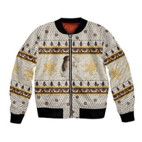 Guinea Pig Christmas Bomber Jacket with Snowflakes Trees and Reindeer Pattern - Wonder Print Shop