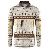 Guinea Pig Christmas Button Sweatshirt with Snowflakes Trees and Reindeer Pattern - Wonder Print Shop