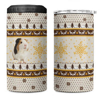 Guinea Pig Christmas 4 in 1 Can Cooler Tumbler with Snowflakes Trees and Reindeer Pattern - Wonder Print Shop