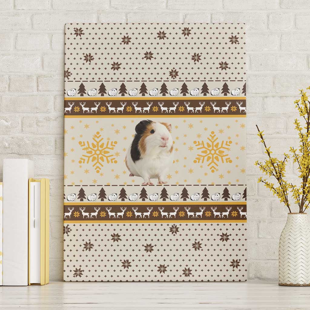 Guinea Pig Christmas Canvas Wall Art with Snowflakes Trees and Reindeer Pattern - Wonder Print Shop