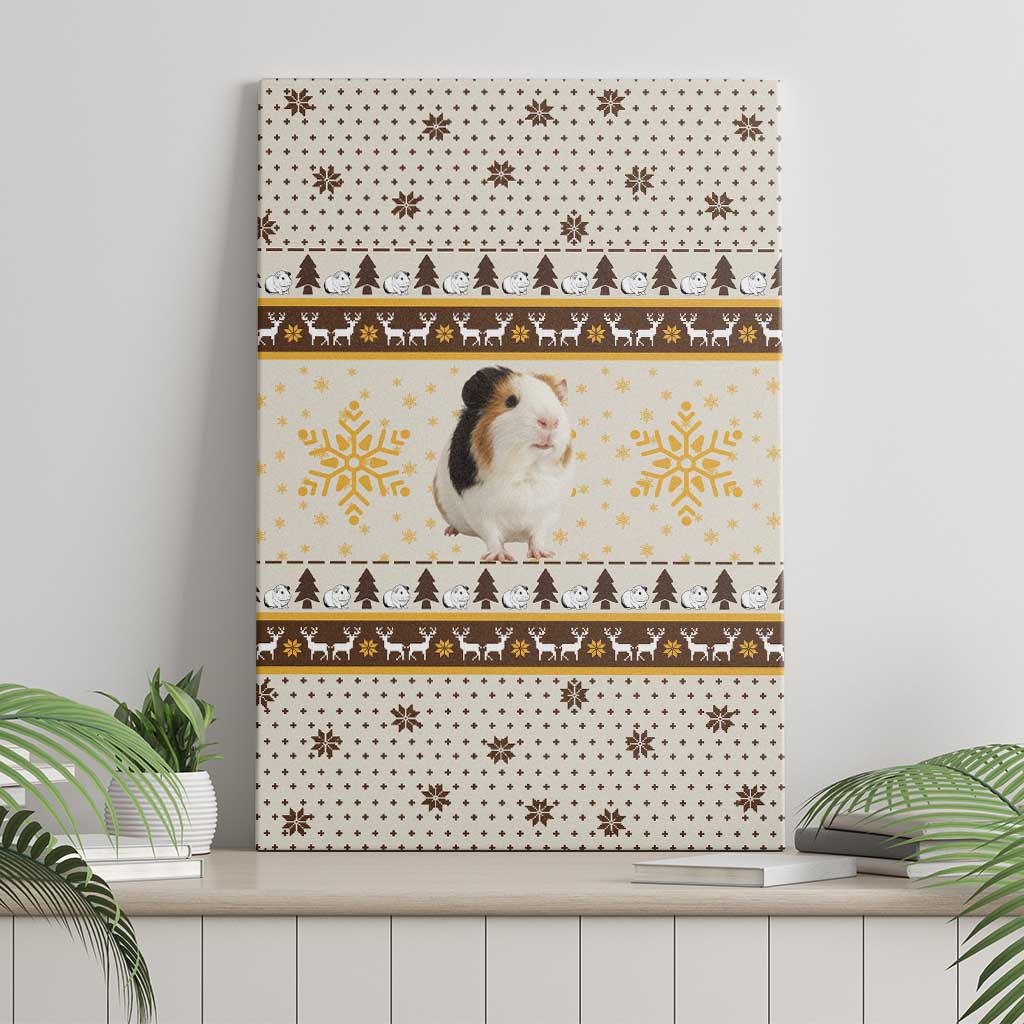 Guinea Pig Christmas Canvas Wall Art with Snowflakes Trees and Reindeer Pattern - Wonder Print Shop