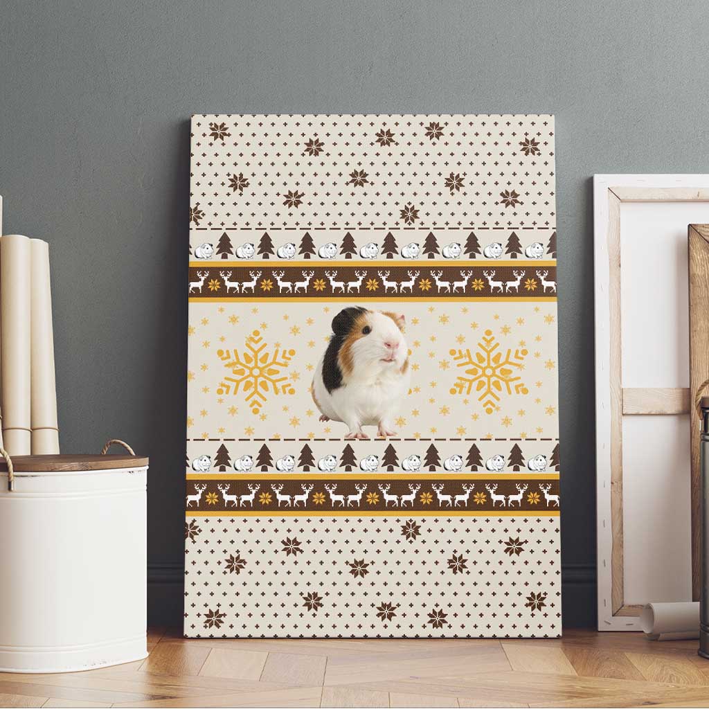 Guinea Pig Christmas Canvas Wall Art with Snowflakes Trees and Reindeer Pattern - Wonder Print Shop