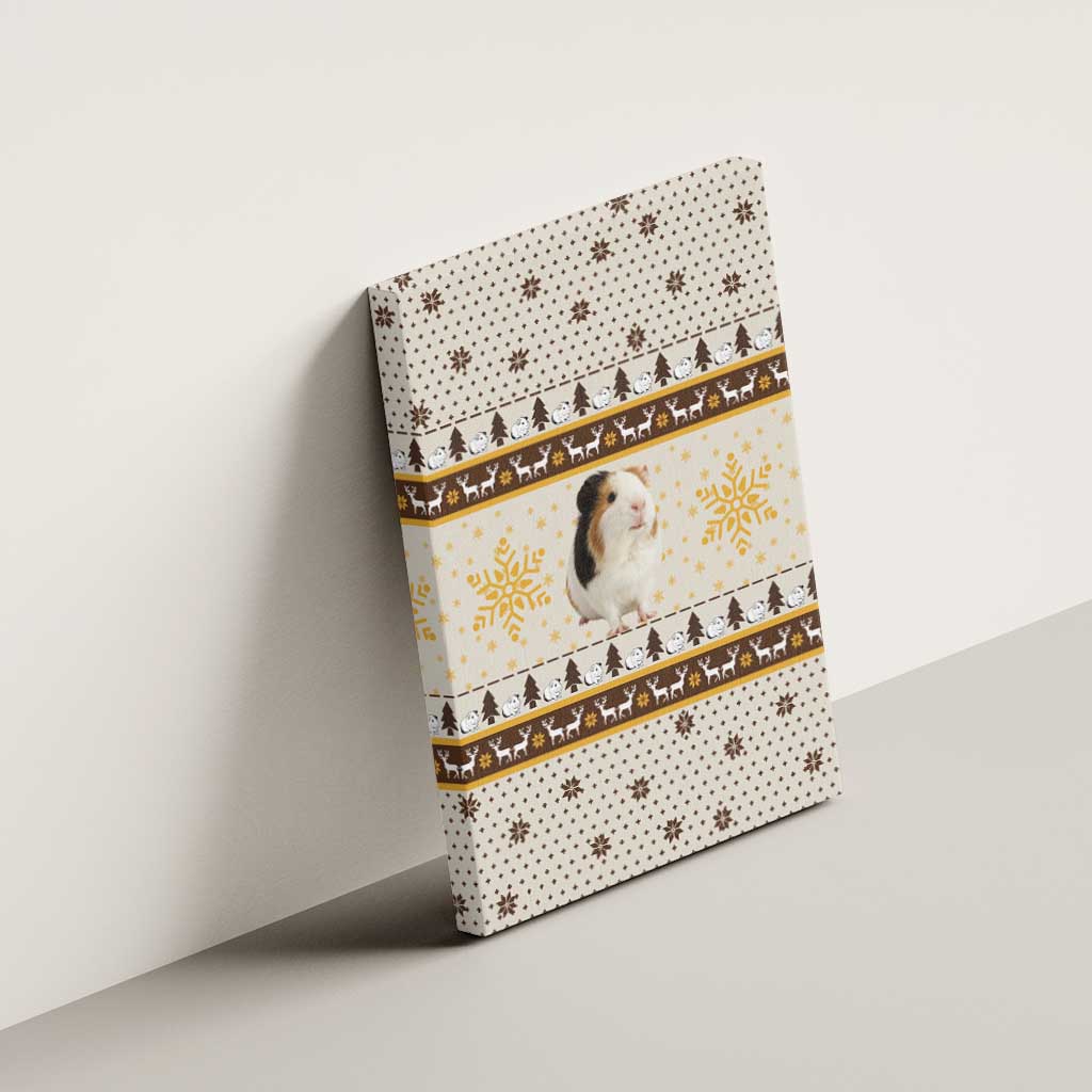 Guinea Pig Christmas Canvas Wall Art with Snowflakes Trees and Reindeer Pattern - Wonder Print Shop