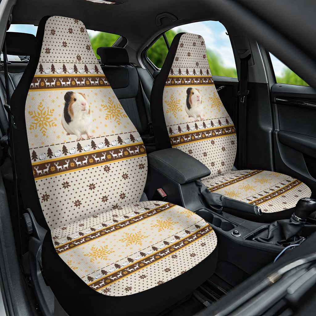 Guinea Pig Christmas Car Seat Cover with Snowflakes Trees and Reindeer Pattern - Wonder Print Shop