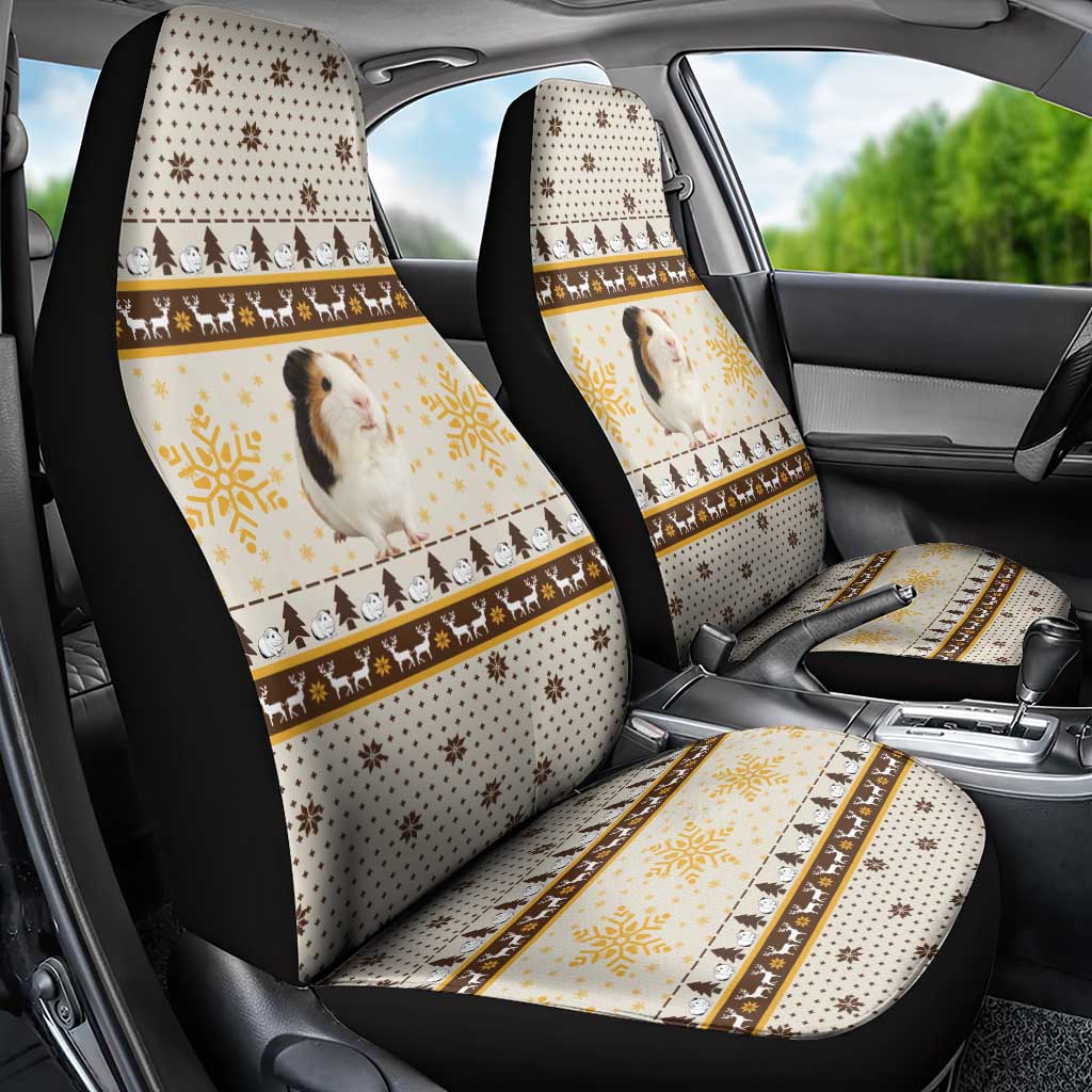 Guinea Pig Christmas Car Seat Cover with Snowflakes Trees and Reindeer Pattern - Wonder Print Shop