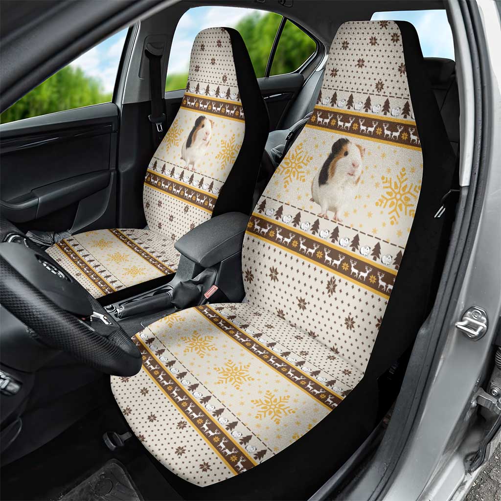 Guinea Pig Christmas Car Seat Cover with Snowflakes Trees and Reindeer Pattern - Wonder Print Shop