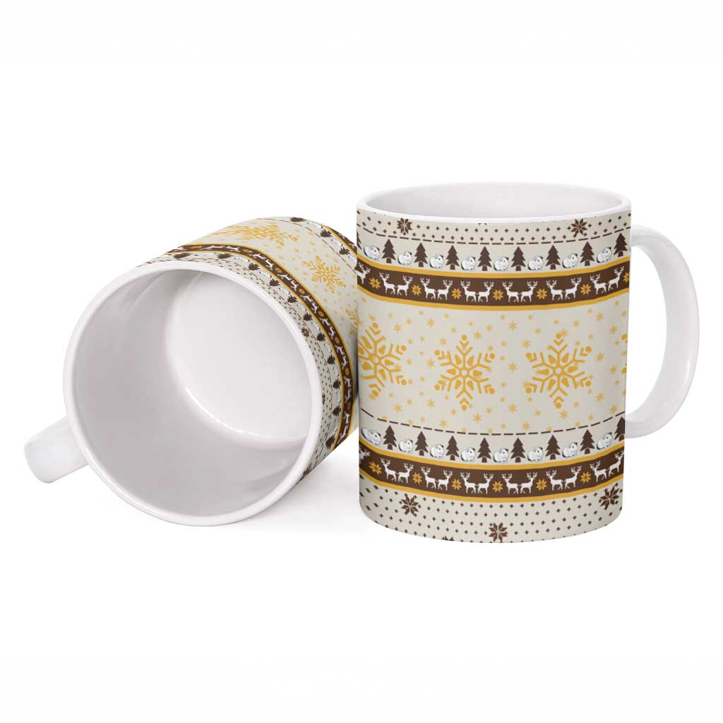 Guinea Pig Christmas Ceramic Mug with Snowflakes Trees and Reindeer Pattern - Wonder Print Shop