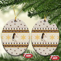 Guinea Pig Christmas Ceramic Ornament with Snowflakes Trees and Reindeer Pattern - Wonder Print Shop
