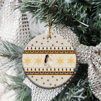 Guinea Pig Christmas Ceramic Ornament with Snowflakes Trees and Reindeer Pattern - Wonder Print Shop