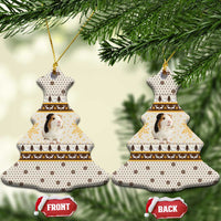Guinea Pig Christmas Ceramic Ornament with Snowflakes Trees and Reindeer Pattern - Wonder Print Shop
