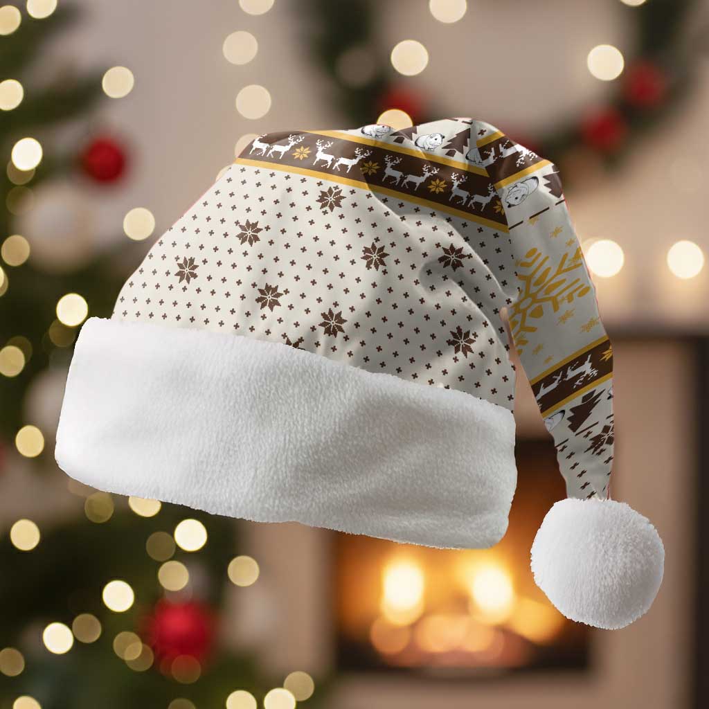 Guinea Pig Christmas Santa Hat with Snowflakes Trees and Reindeer Pattern - Wonder Print Shop