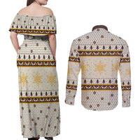 Guinea Pig Christmas Couples Matching Off Shoulder Maxi Dress and Long Sleeve Button Shirt with Snowflakes Trees and Reindeer Pattern - Wonder Print Shop