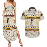 Guinea Pig Christmas Couples Matching Summer Maxi Dress and Hawaiian Shirt with Snowflakes Trees and Reindeer Pattern - Wonder Print Shop