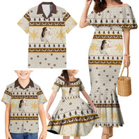 Guinea Pig Christmas Family Matching Mermaid Dress and Hawaiian Shirt with Snowflakes Trees and Reindeer Pattern - Wonder Print Shop