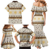 Guinea Pig Christmas Family Matching Mermaid Dress and Hawaiian Shirt with Snowflakes Trees and Reindeer Pattern - Wonder Print Shop
