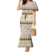 Guinea Pig Christmas Family Matching Mermaid Dress and Hawaiian Shirt with Snowflakes Trees and Reindeer Pattern - Wonder Print Shop