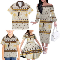 Guinea Pig Christmas Family Matching Off The Shoulder Long Sleeve Dress and Hawaiian Shirt with Snowflakes Trees and Reindeer Pattern - Wonder Print Shop