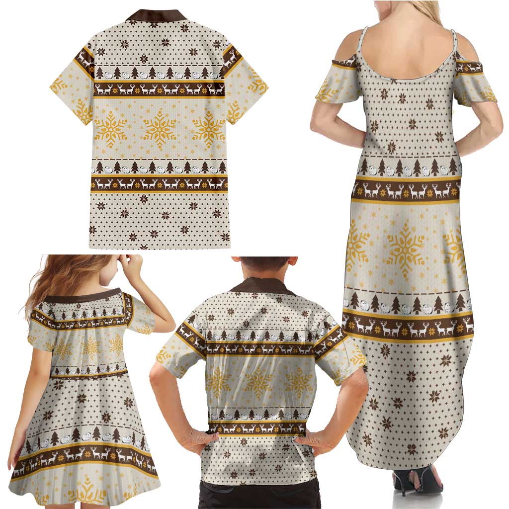 Guinea Pig Christmas Family Matching Summer Maxi Dress and Hawaiian Shirt with Snowflakes Trees and Reindeer Pattern - Wonder Print Shop