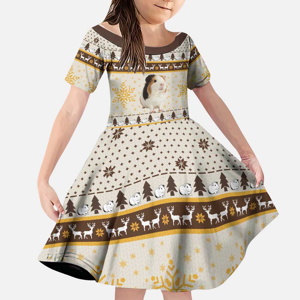 Guinea Pig Christmas Family Matching Tank Maxi Dress and Hawaiian Shirt with Snowflakes Trees and Reindeer Pattern - Wonder Print Shop