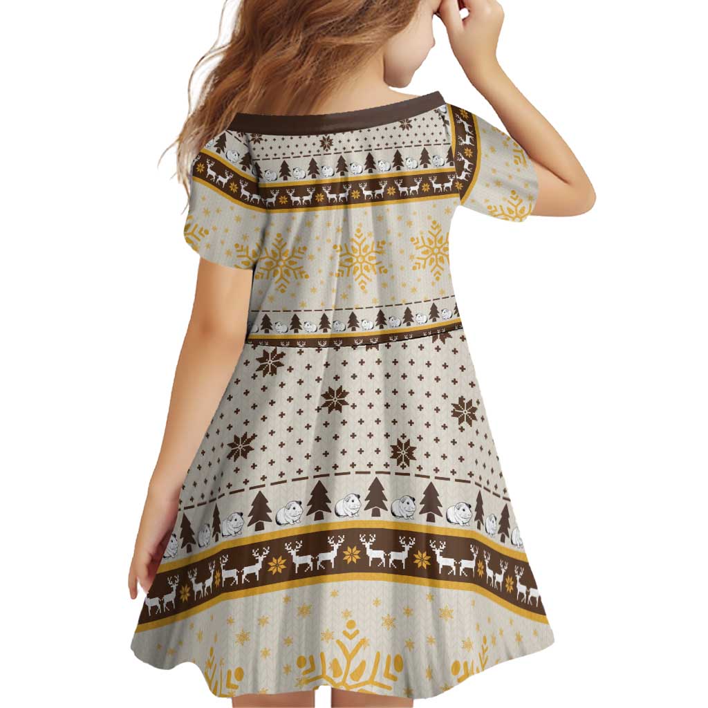 Guinea Pig Christmas Family Matching Tank Maxi Dress and Hawaiian Shirt with Snowflakes Trees and Reindeer Pattern - Wonder Print Shop