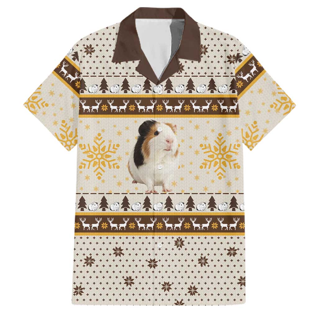 Guinea Pig Christmas Family Matching Tank Maxi Dress and Hawaiian Shirt with Snowflakes Trees and Reindeer Pattern - Wonder Print Shop