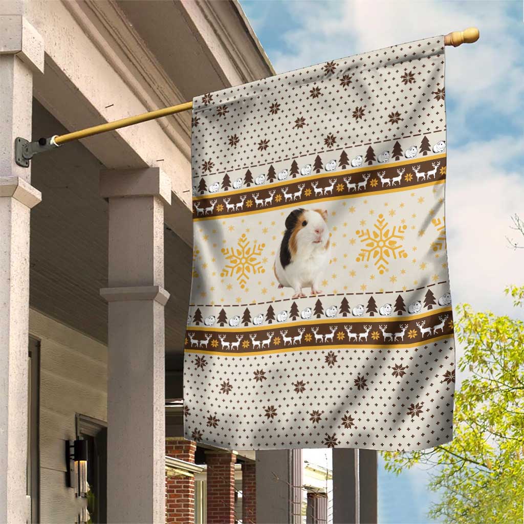 Guinea Pig Christmas Garden Flag with Snowflakes Trees and Reindeer Pattern - undefined
