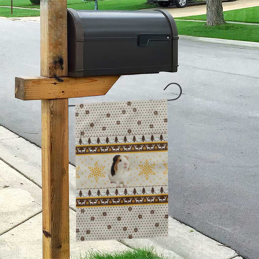 Guinea Pig Christmas Garden Flag with Snowflakes Trees and Reindeer Pattern - undefined