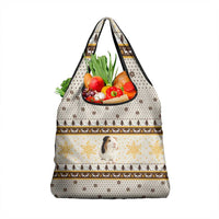 Guinea Pig Christmas Grocery Bag with Snowflakes Trees and Reindeer Pattern - Wonder Print Shop