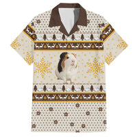 Guinea Pig Christmas Hawaiian Shirt with Snowflakes Trees and Reindeer Pattern - Wonder Print Shop