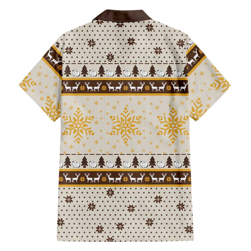 Guinea Pig Christmas Hawaiian Shirt with Snowflakes Trees and Reindeer Pattern - Wonder Print Shop