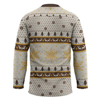 Guinea Pig Christmas Hockey Jersey with Snowflakes Trees and Reindeer Pattern - Wonder Print Shop