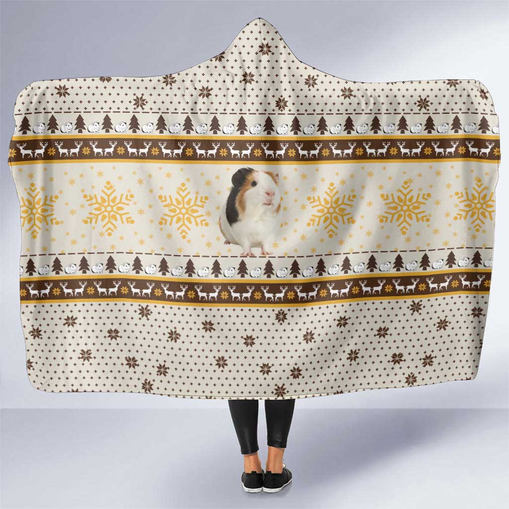 Guinea Pig Christmas Hooded Blanket with Snowflakes Trees and Reindeer Pattern - Wonder Print Shop