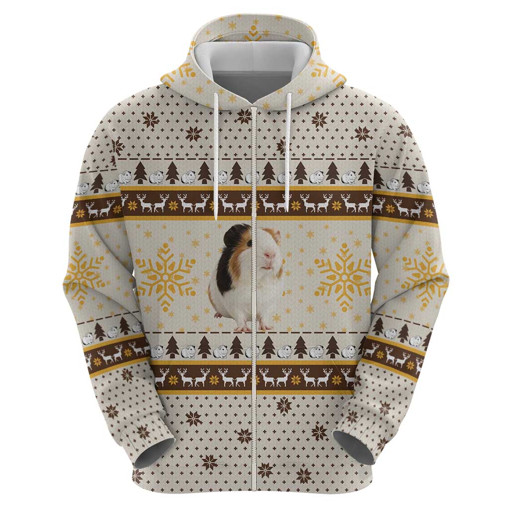 Guinea Pig Christmas Hoodie with Snowflakes Trees and Reindeer Pattern - Wonder Print Shop