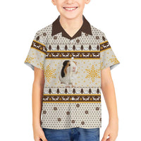 Guinea Pig Christmas Kid Hawaiian Shirt with Snowflakes Trees and Reindeer Pattern - Wonder Print Shop