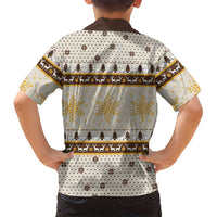 Guinea Pig Christmas Kid Hawaiian Shirt with Snowflakes Trees and Reindeer Pattern - Wonder Print Shop