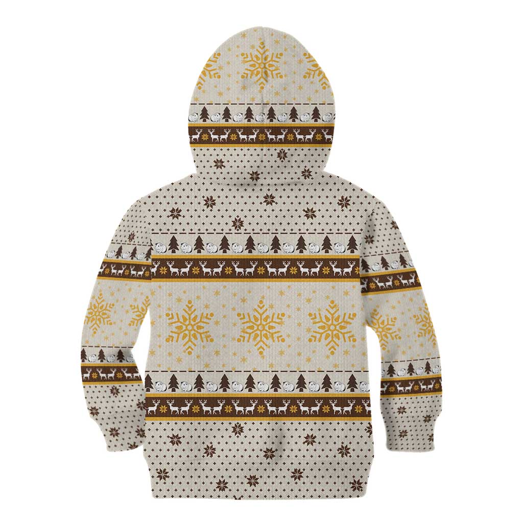 Guinea Pig Christmas Kid Hoodie with Snowflakes Trees and Reindeer Pattern - Wonder Print Shop