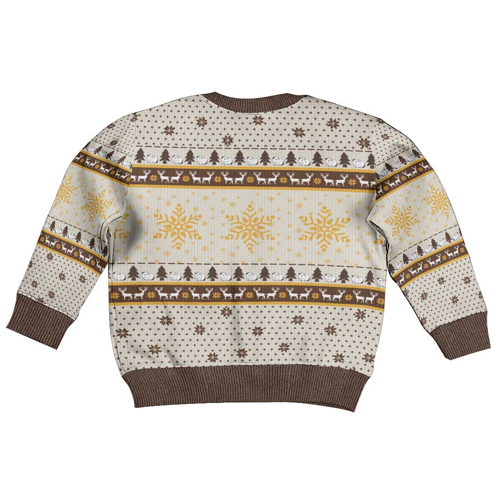 Guinea Pig Christmas Kid Ugly Christmas Sweater with Snowflakes Trees and Reindeer Pattern - Wonder Print Shop