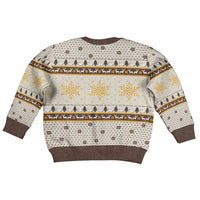 Guinea Pig Christmas Kid Ugly Christmas Sweater with Snowflakes Trees and Reindeer Pattern - Wonder Print Shop