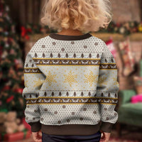 Guinea Pig Christmas Kid Ugly Christmas Sweater with Snowflakes Trees and Reindeer Pattern - Wonder Print Shop