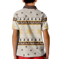 Guinea Pig Christmas Kid Polo Shirt with Snowflakes Trees and Reindeer Pattern - Wonder Print Shop