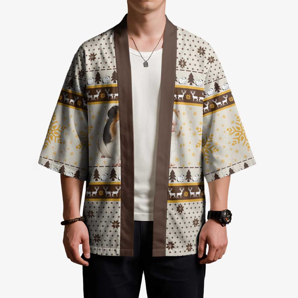 Guinea Pig Christmas Kimono with Snowflakes Trees and Reindeer Pattern - Wonder Print Shop