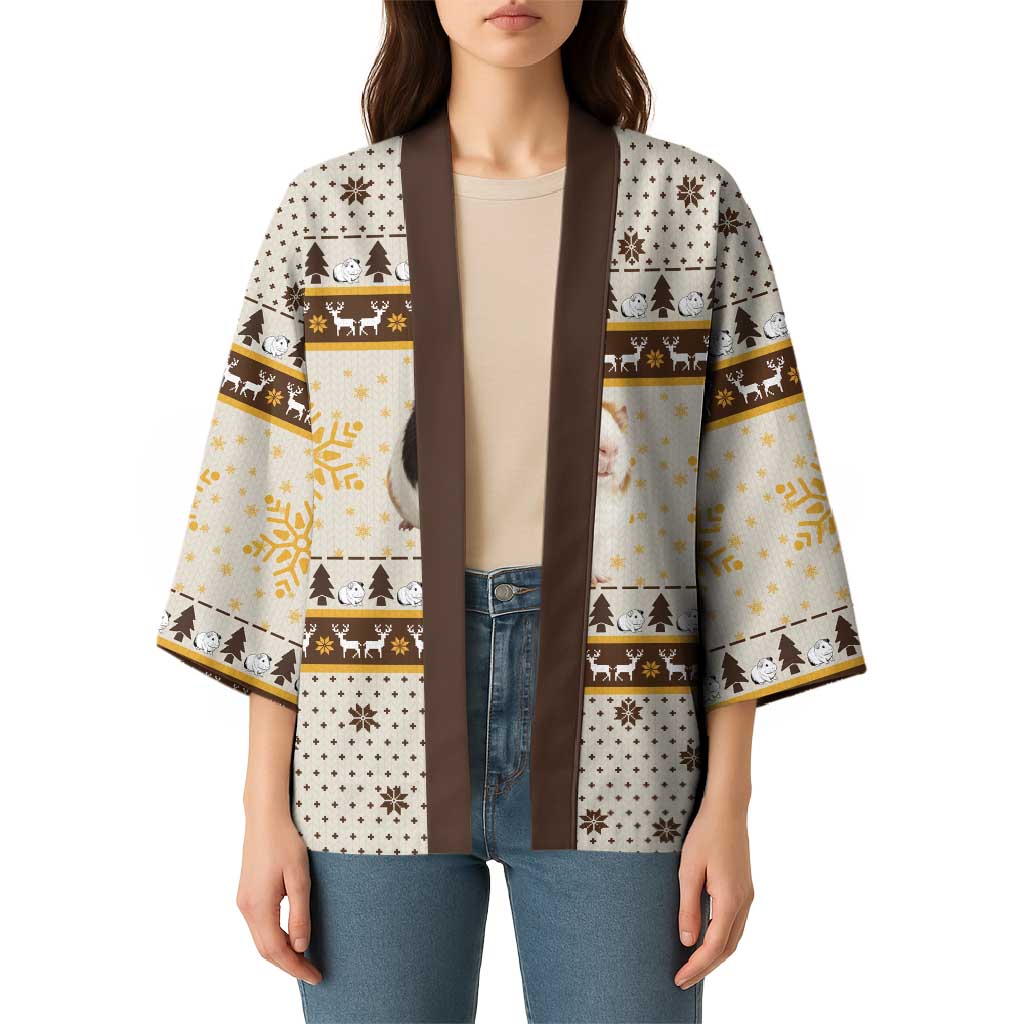 Guinea Pig Christmas Kimono with Snowflakes Trees and Reindeer Pattern - Wonder Print Shop