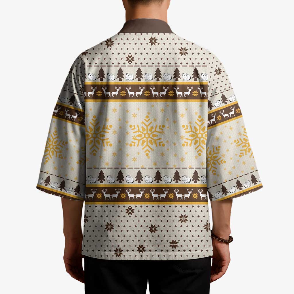 Guinea Pig Christmas Kimono with Snowflakes Trees and Reindeer Pattern - Wonder Print Shop